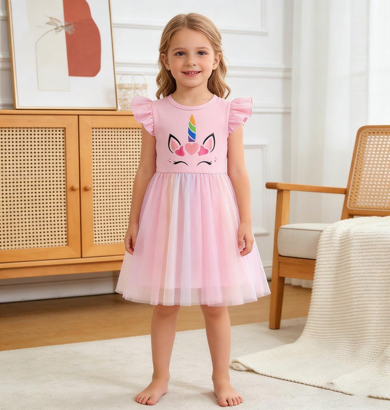 RETSUGO Toddler Tutu Dress Girls Unicorn Dress Fluffy Summer Birthday Outfit Party Dresses Tulle Sundress for Kids Princess Tutu Skirt 18-24M 1800 - Image 3