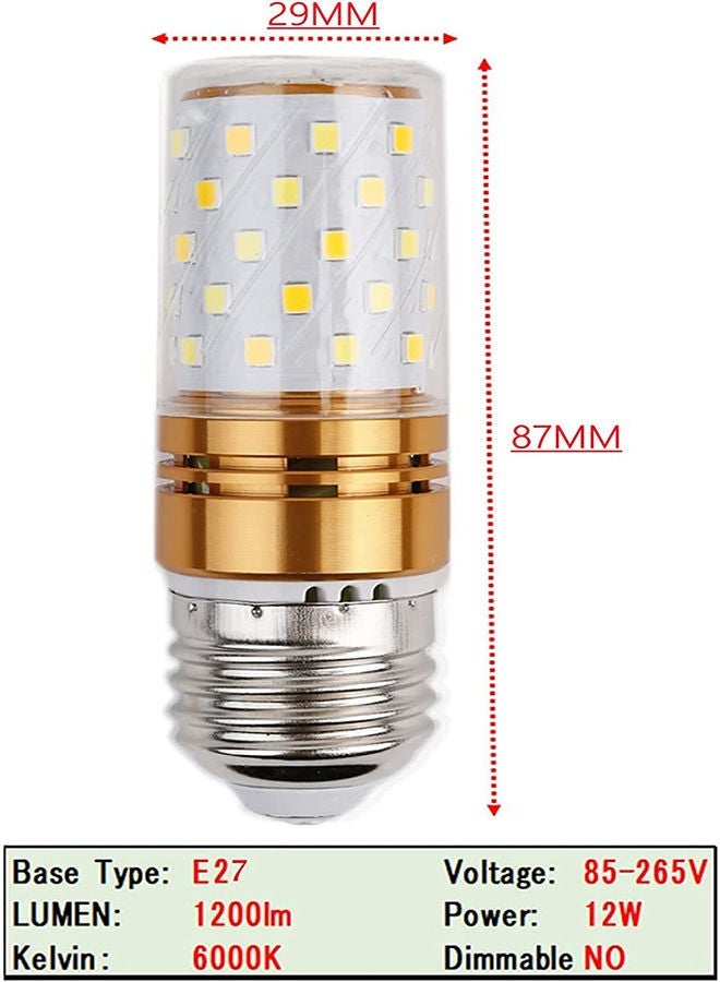 E27 LED Corn Bulbs, Screw LED Bulbs 12W, Non-Dimmable, Daylight White 6000K, 4Pcs E27 Base Decorative Candle Corn Light Bulb for Ceiling Fans, Cabinet Lighting, Sconce  - Image 2