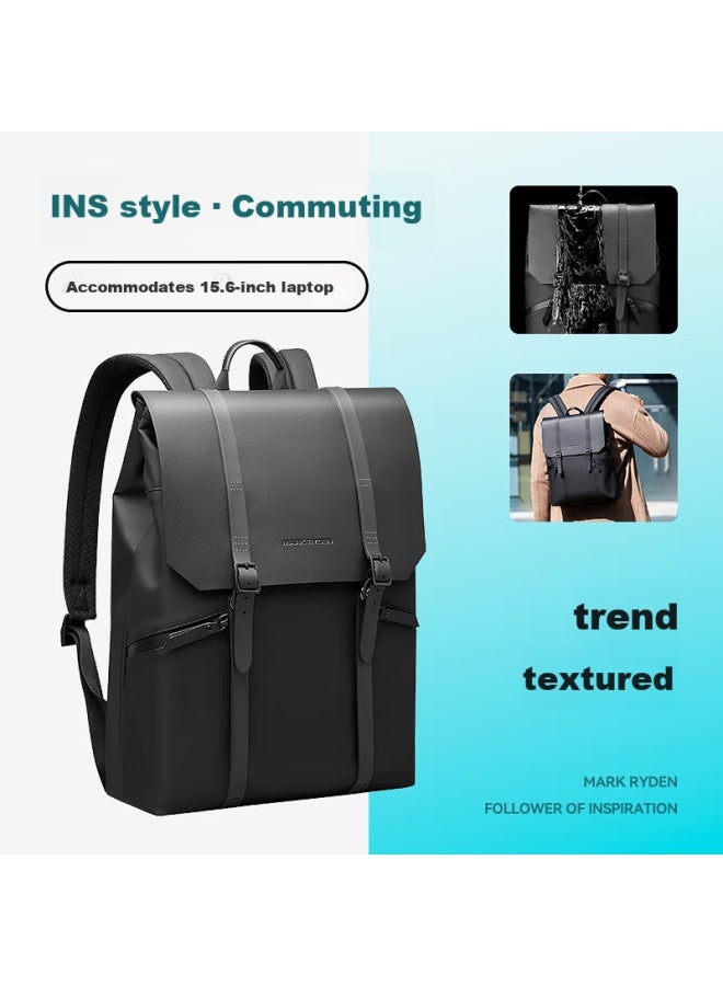Mark Ryden Minimalist European-style Backpack, Large Capacity School Bag, Travel Bag, Laptop Bag, Backpack, Light Luxury Mr1622 Elegant Black - Image 1