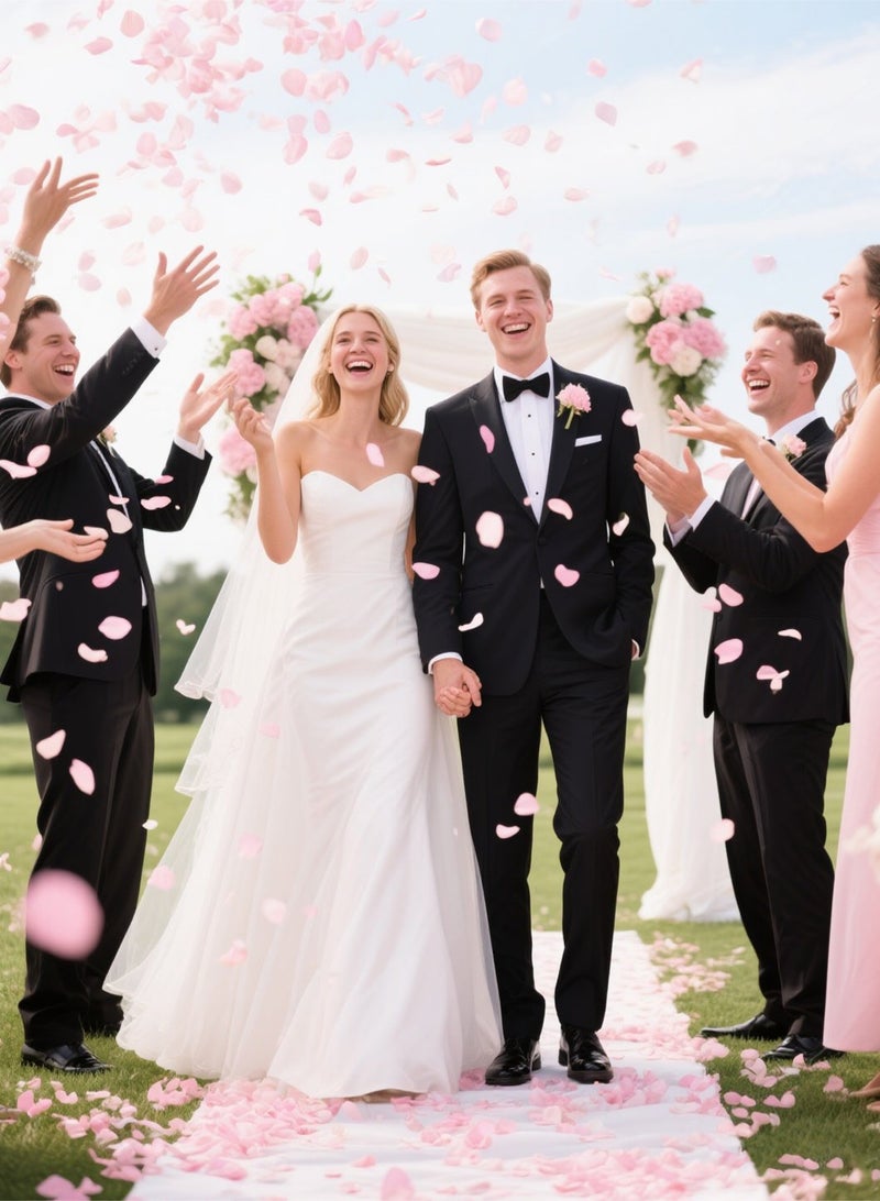 هومار كيت 3000 بتلة ورد صناعية، 5 × 4.5 سم، بتلات زهور صناعية، زينة رومانسية، مجموعة خاصة لليلة مميزة لعيد الحب، ذكرى الزواج، الخطوبة، المناسبات، زينة زهور الحفلات باللون الوردي - Image 4