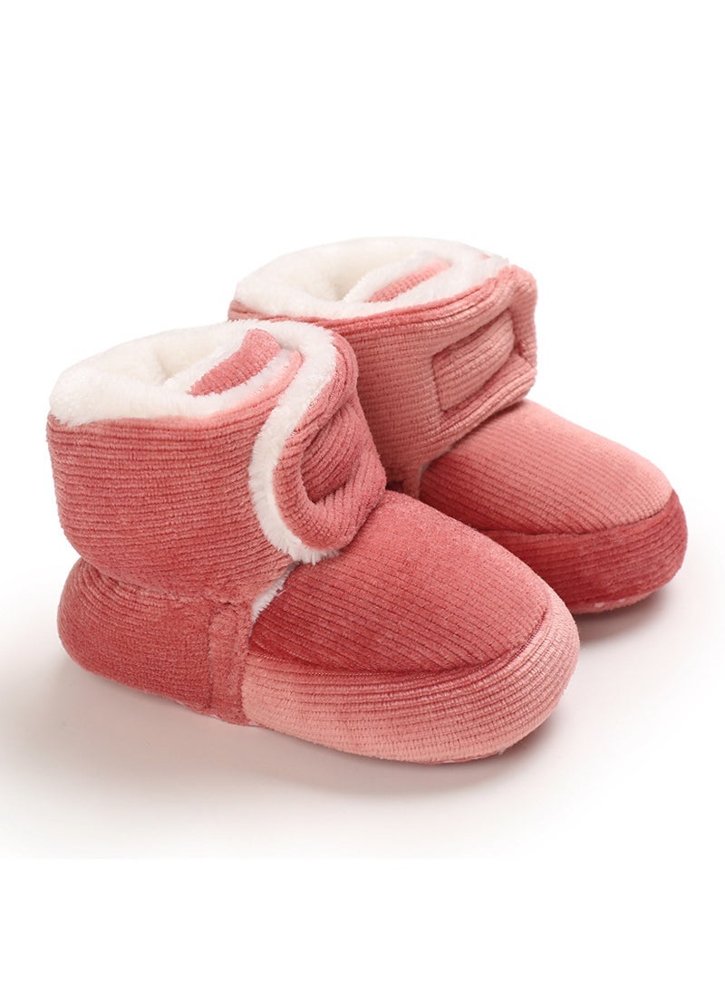 Baby Warm Cotton Shoes, Soft Sole, Anti-Slip Booties Purplish red