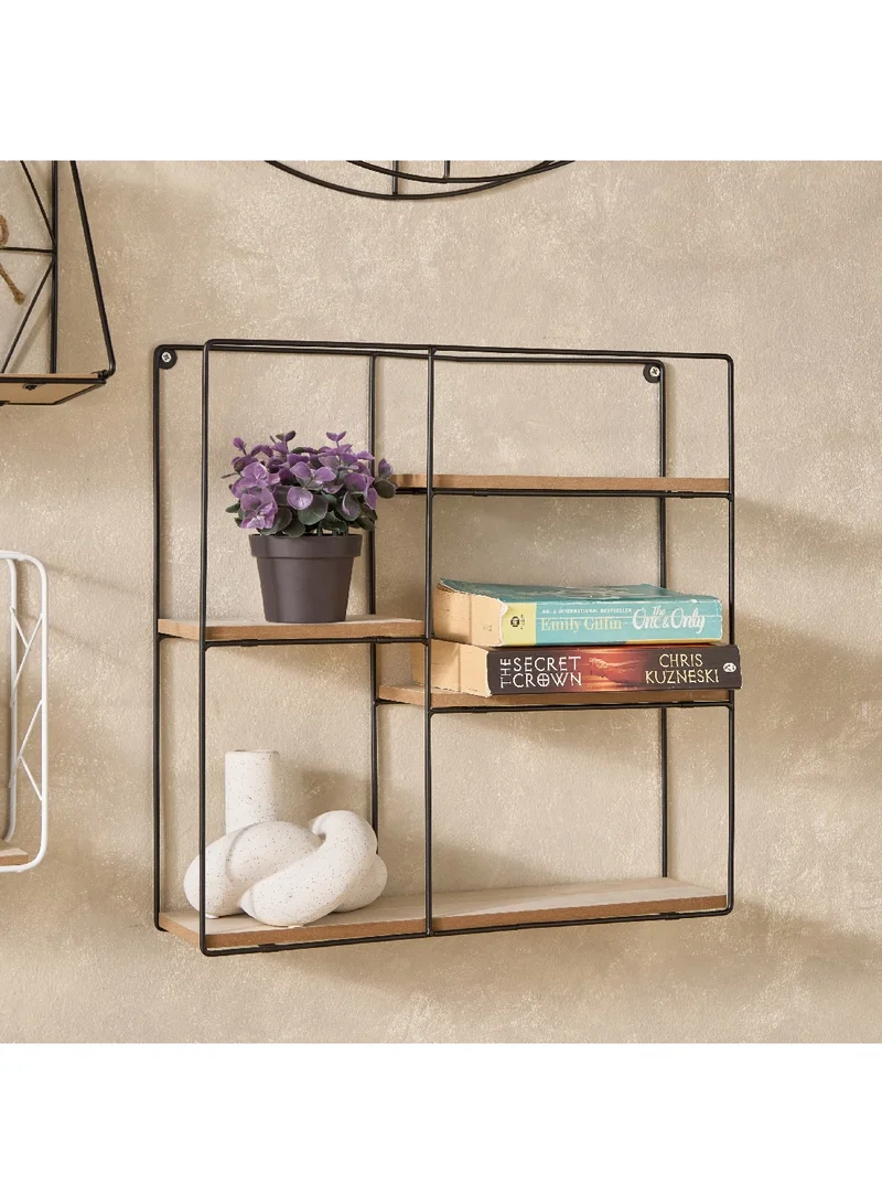 Home Box Sera Foldable Metal and MDF Board Wall Shelf 40 x 40 x 10 cm