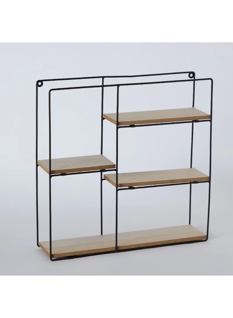 Home Box Sera Foldable Metal and MDF Board Wall Shelf 40 x 40 x 10 cm