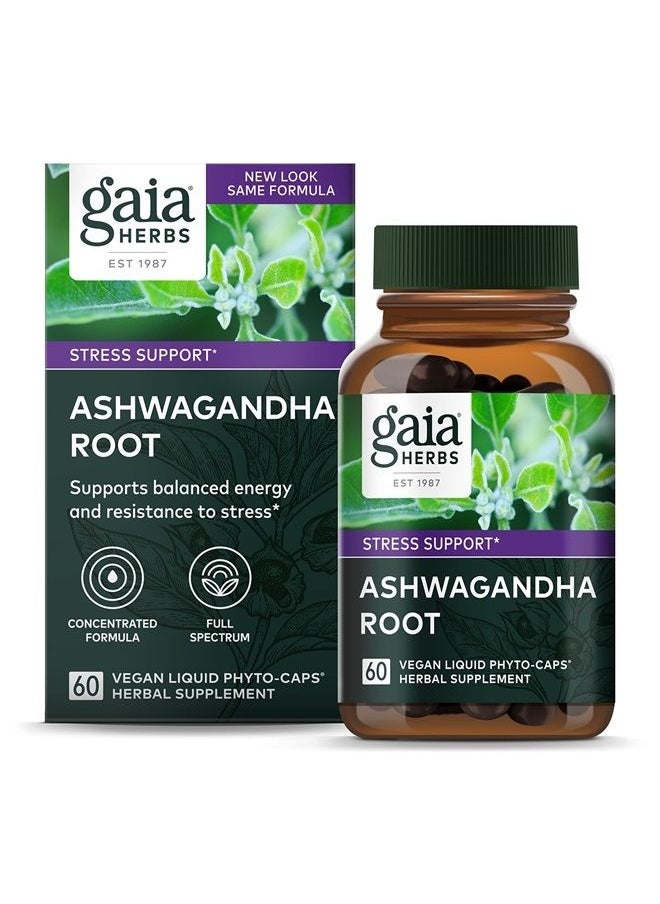 Gaia Herbs Ashwagandha Root - Made with Organic Ashwagandha Root to Help Support a Healthy Response to Stress, The Immune System, and Restful Sleep - 60 Vegan Liquid Phyto-Capsules (30-Day Supply)  - Image 1