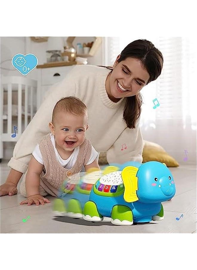 HOOKOR Baby Crawling Toys Musical Light Up Baby Toys for 6 to 12 Months,Infant Toy with Light & Sound & Automatically Avoid Obstacles，Tummy Time Toy for 12-18 Months Boy Girls (Elephant)  - Image 3