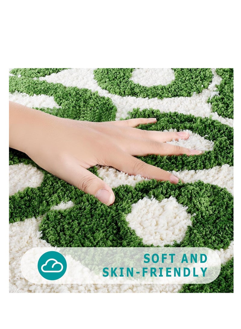 Excefore سجادة حمام، سجادة مقاومة للرطوبة، سجادة حمام غير قابلة滑ان، سجادة مناسبة للغسالة، سجادة ماصة للماء، سجادة حمام تبدو جيدة لتزيين الدش الداخلي وحوض الاستحمام 25x21 بوصة (أخضر) - Image 5