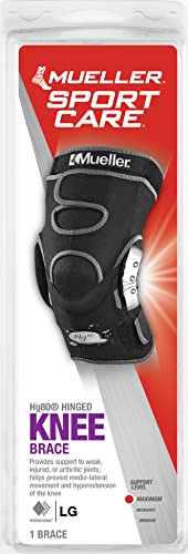 Mueller دعامة الركبة المتحركة MUELLER Sports Medicine Hg80 لتخفيف آلام الركبة للرجال والنساء مثالية لالتهاب المفاصل والتمزقات تمنع فرط التمدد باللون الأسود كبير - Image 5