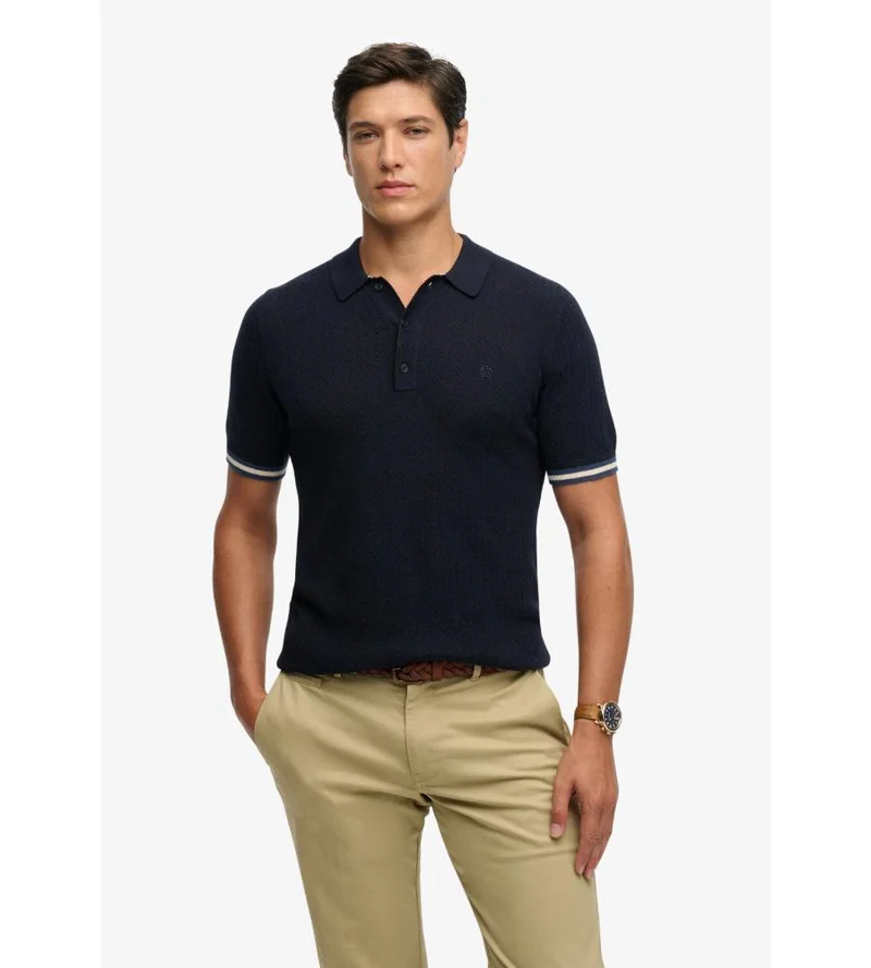 سوبر دراي Knitted Texture Short Sleeve Polo Shirt