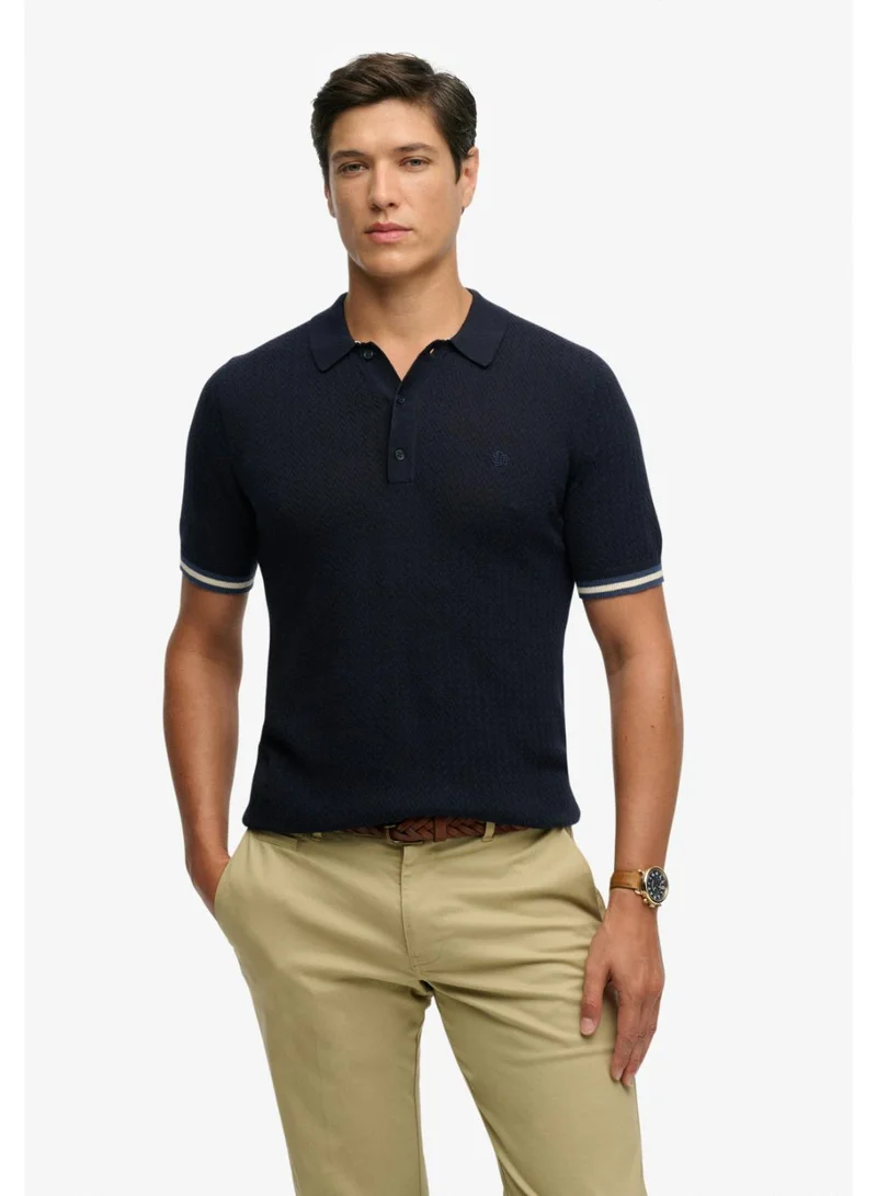 Knitted Texture Short Sleeve Polo Shirt
