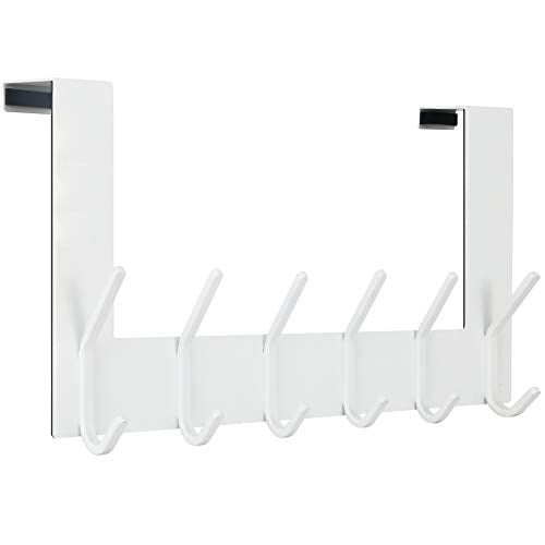WEBI Over The Door Hooks,Over Door Towel Rack,Door Hanger,Door Coat Hanger,Door Coat Rack,Door Hooks for Hanging Clothes,Back of Door,White - Image 1