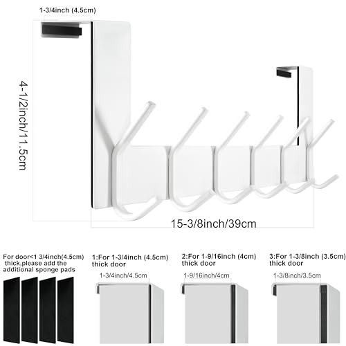 WEBI Over The Door Hooks,Over Door Towel Rack,Door Hanger,Door Coat Hanger,Door Coat Rack,Door Hooks for Hanging Clothes,Back of Door,White - Image 2
