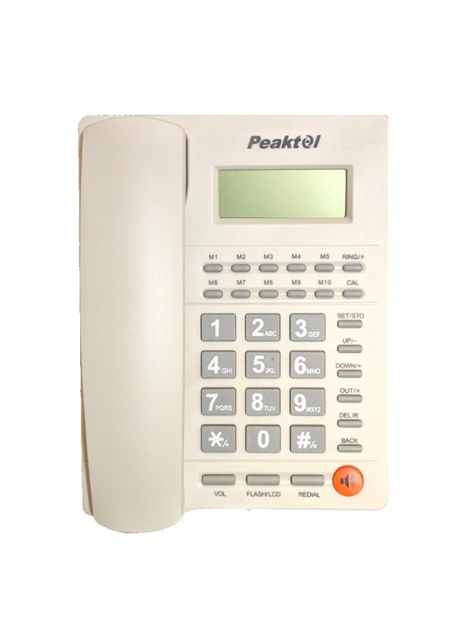 PEAKTEL T219-CID Landline Telephone with Screen White