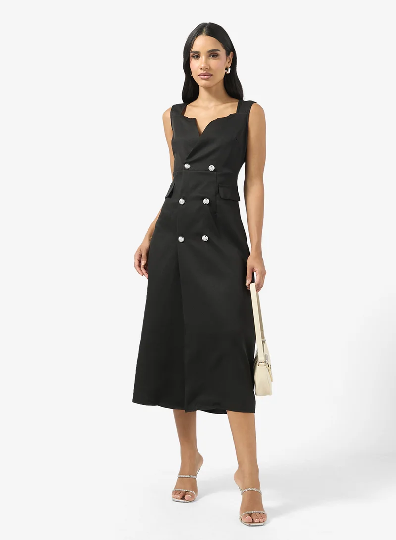 Ginger Button Detail Shift Dress