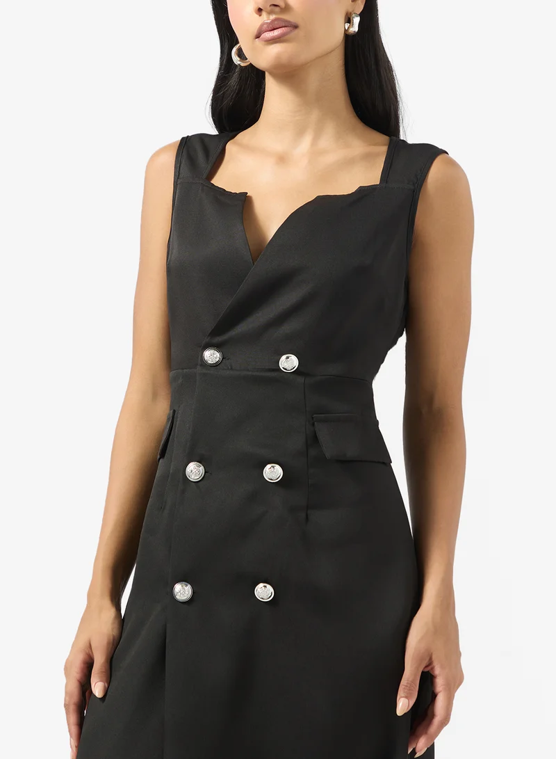 Ginger Button Detail Shift Dress