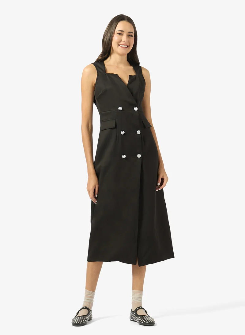 Ginger Button Detail Shift Dress