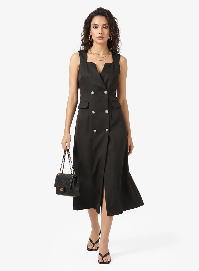Ginger Button Detail Shift Dress