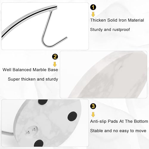 Livabber Banana Holder with Marble Base, Metal Banana Hanger Modern Tree Stand with Hook, Stylish Banana Keeper Fresh Fruit Storage Organizer Freestanding for Kitchen Countertop (Chrome, Single Hook) - Image 3