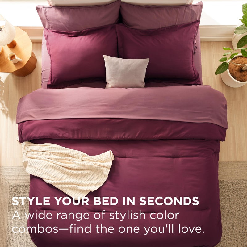 Bedsure Queen Comforter Set - 7 Pieces Burgundy Queen Bedding Set for All Seasons, Boho Contrasting Design Bed in a Bag with Comforter, Sheets, Pillowcases & Shams - Image 5