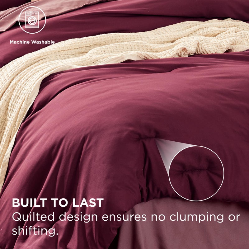 Bedsure Queen Comforter Set - 7 Pieces Burgundy Queen Bedding Set for All Seasons, Boho Contrasting Design Bed in a Bag with Comforter, Sheets, Pillowcases & Shams - Image 4