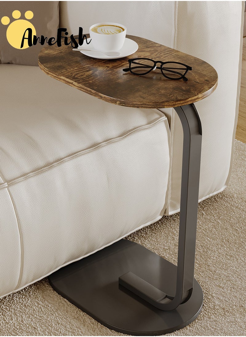 AnneFish - 2-Pieces C Shaped End Table Coffee Table Set Sofa Side Table End Table For Living Room Bedroom Small Service Table Couch Table Metal Frame Easy Assembly - Image 1