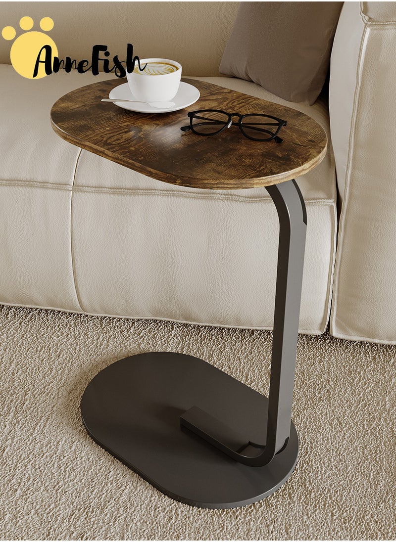 AnneFish - 2-Pieces C Shaped End Table Coffee Table Set Sofa Side Table End Table For Living Room Bedroom Small Service Table Couch Table Metal Frame Easy Assembly - Image 1