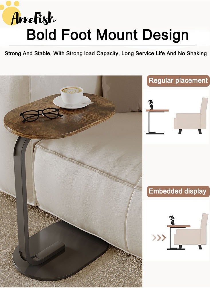 AnneFish - 2-Pieces C Shaped End Table Coffee Table Set Sofa Side Table End Table For Living Room Bedroom Small Service Table Couch Table Metal Frame Easy Assembly - Image 1