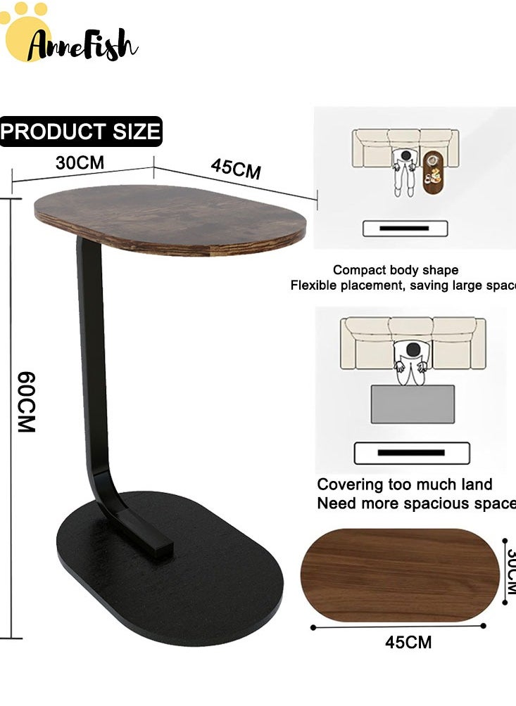 AnneFish - 2-Pieces C Shaped End Table Coffee Table Set Sofa Side Table End Table For Living Room Bedroom Small Service Table Couch Table Metal Frame Easy Assembly - Image 1