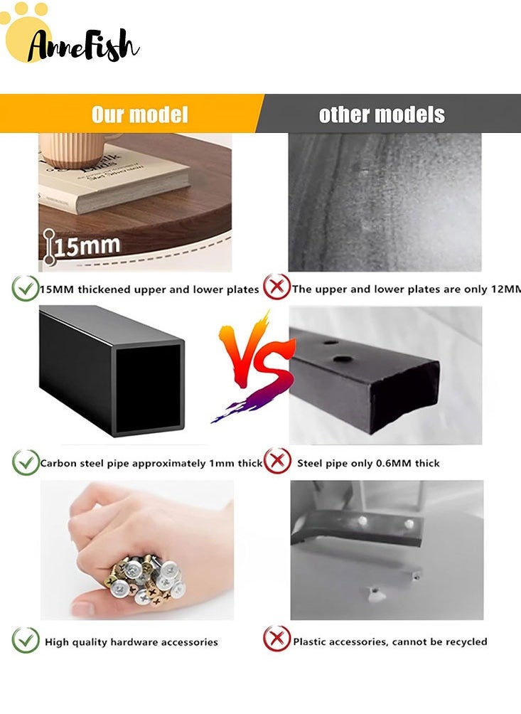 AnneFish - 2-Pieces C Shaped End Table Coffee Table Set Sofa Side Table End Table For Living Room Bedroom Small Service Table Couch Table Metal Frame Easy Assembly - Image 1