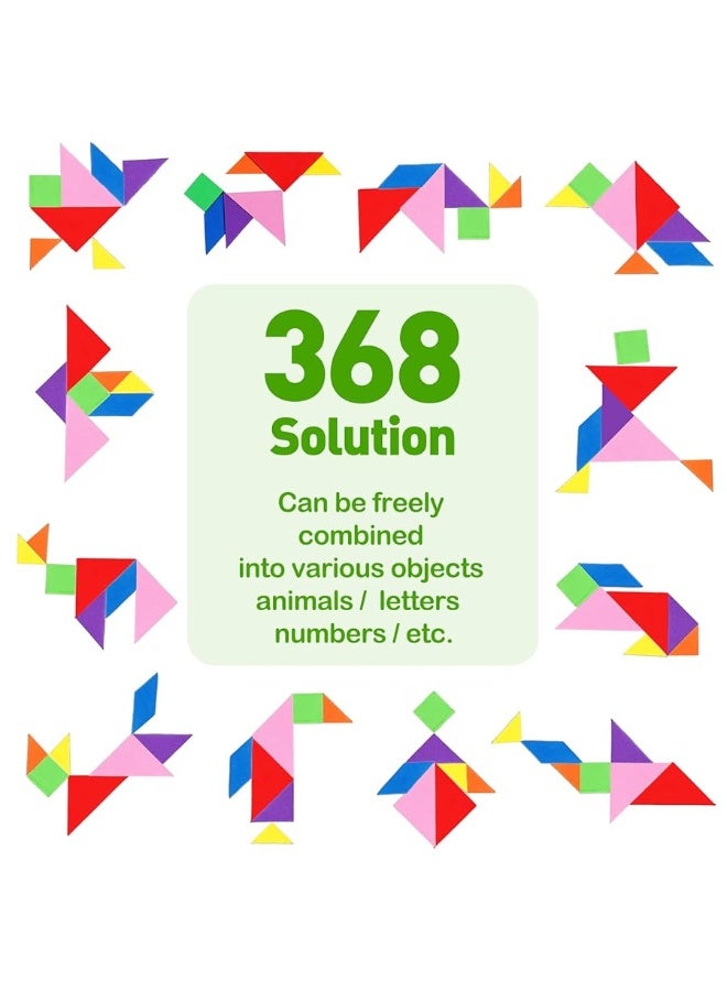 USATDD Travel Tangram Puzzle With 2 Set, Magnetic Pattern Blocks Road Trip Games Educational Jigsaw Challenge Books For Kid Adult Brain Teasers With 368 Solution Montessori Travel Toys For Kids In Car - Image 4