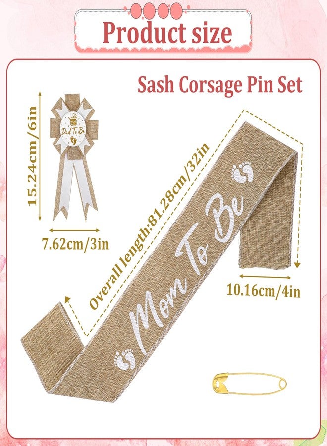 Jeffdad وشاح خيش محايد من Jeffdad للأم الحامل، دبوس للأب الحامل، زينة لحفلات استقبال المولود، وشاح للأم الحامل، باقة زهور لحفلات استقبال المولود للكشف عن جنس المولود، زينة حفلات، هدايا تذكارية للحوامل - Image 2