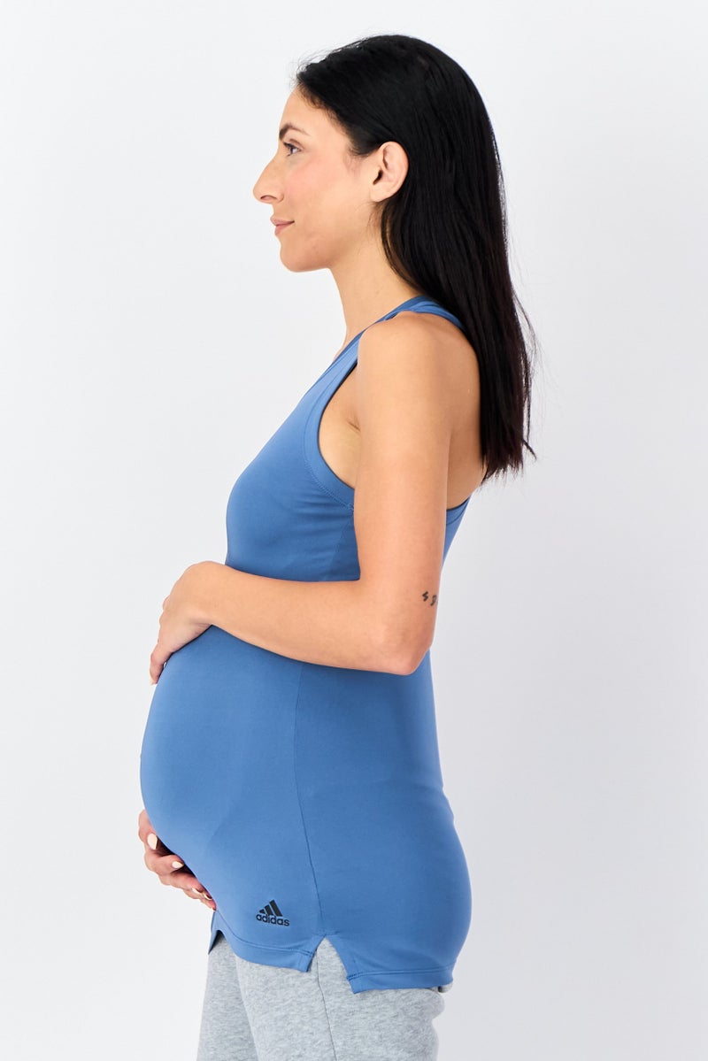 Adidas Maternity Sportswear Fit Sleeveless Training Tank Top, Dusty Blue - Image 4