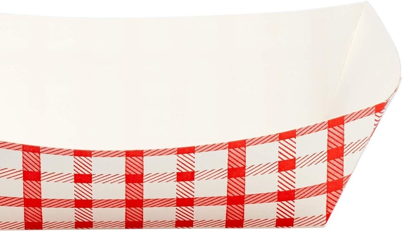 Karat FP-FT100G Food Tray 1 lb - Checkered Red (Case of 1000) - Image 5