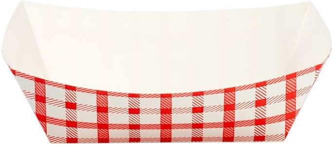 Karat FP-FT100G Food Tray 1 lb - Checkered Red (Case of 1000) - Image 2