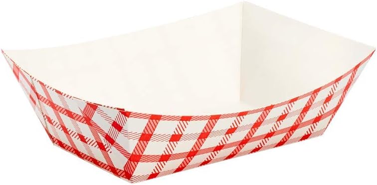 Karat FP-FT100G Food Tray 1 lb - Checkered Red (Case of 1000) - Image 1
