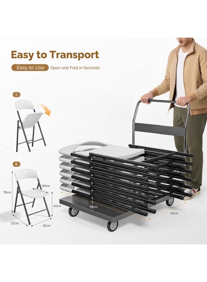 Set of 6 folding chairs with plastic seat and steel frame with rubber feet – 17.72 x 20.47 x 30.71 inches - Image 4