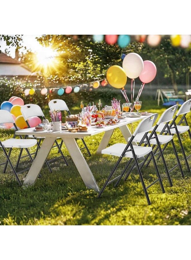 Set of 6 folding chairs with plastic seat and steel frame with rubber feet – 17.72 x 20.47 x 30.71 inches - Image 2