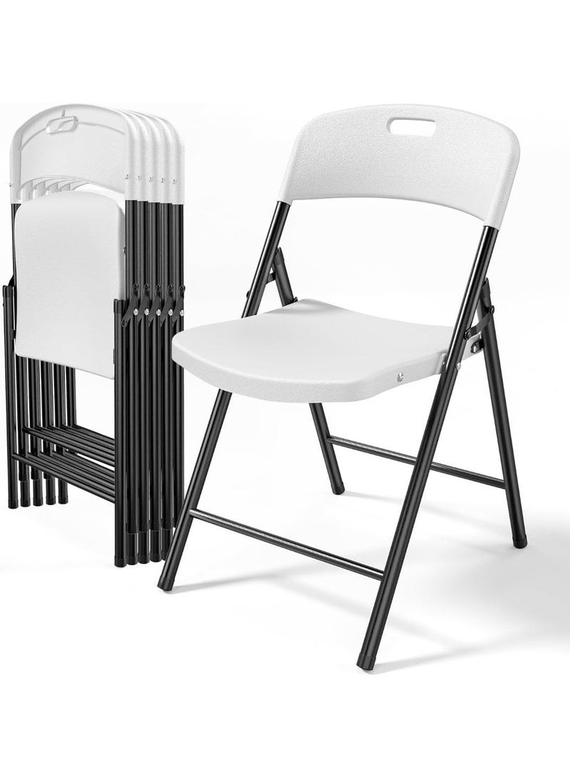 Set of 6 folding chairs with plastic seat and steel frame with rubber feet – 17.72 x 20.47 x 30.71 inches - Image 1