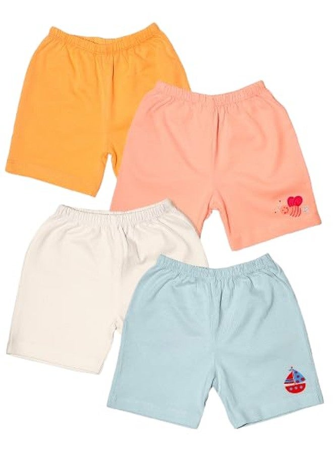 ANGAAKAR CLOTHINGS ANGAAKAR Baby Boys & Girls 100% Cotton Shorts Pack of 4 | Soft, Breathable & Comfortable Summer Wear | Skin-Friendly Casual Bottoms | Kids Shorts - Image 1