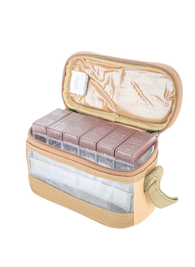 ALGHAFA Spice Box Bag, 6 pieces, khaki color, from Al Ghafa  - Image 1