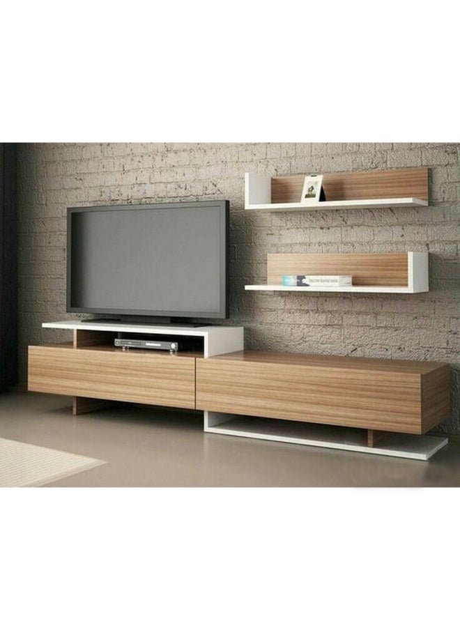 Homzmart MDF and Swedish Wood Tv Unit Set 4 Pieces - Gey and Brown  - Image 3