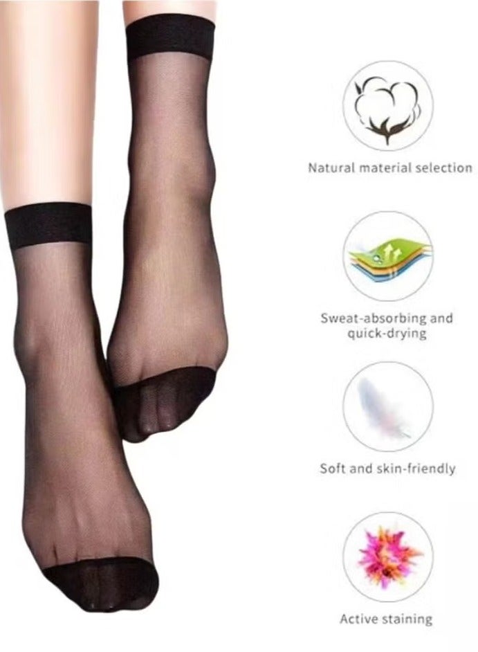 LANG SHA Short stockings for women, thin spring and summer anti-snag core-spun silk socks, ultra-thin, wear-resistant and durable flesh-colored socks for women, elastic and smooth ankle socks (5 pairs, gray)  - Image 2