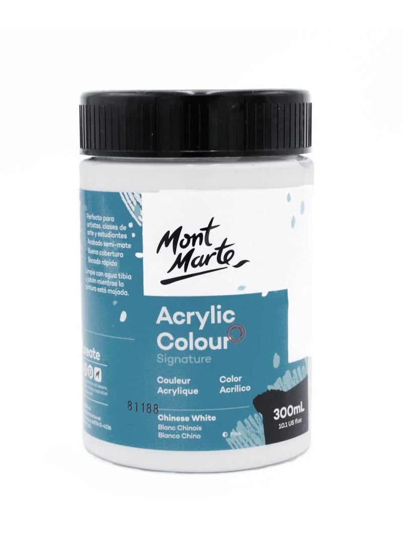 Mont Marte Signature Acrylic Colour 300ml Content Chinese White 
