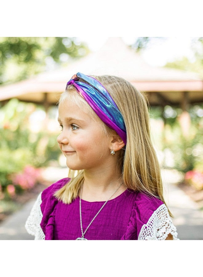 FROG SAC 6 Mermaid Knotted Headbands For Girls, Little Girl Hair Accessories, Kids Knot Headwraps, Criss Cross Tie Dye Head Bands, Metallic Rainbow Turban Hair Bands - Image 2
