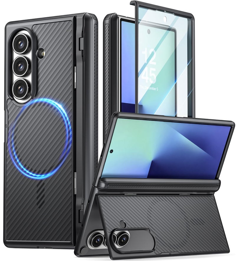 Poetic Revolution Flex Case for Galaxy Z Fold 7 Hidden Foldable KickstandHinge ProtectionMagSafe Compatible Full Body Shockproof Galaxy Z Fold 7 Cover with BuiltinScreen Protector Black - Image 2