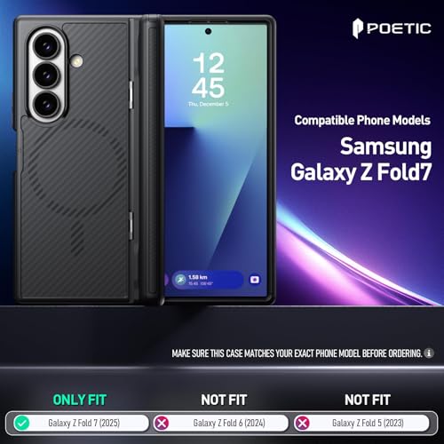 Poetic Revolution Flex Case for Galaxy Z Fold 7 Hidden Foldable KickstandHinge ProtectionMagSafe Compatible Full Body Shockproof Galaxy Z Fold 7 Cover with BuiltinScreen Protector Black - Image 3