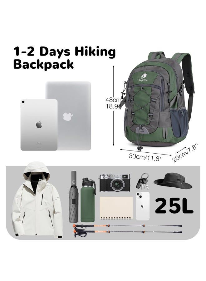 Outplea 25L Waterproof Hiking Backpack for Men and Women, Small Sports Backpack for Camping Travel Bags Reflective for Leisure Excursions, Green, 48Ã—30Ã—20 cm - Image 2
