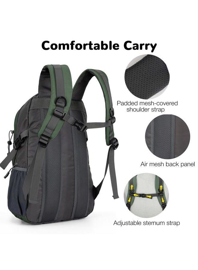 Outplea 25L Waterproof Hiking Backpack for Men and Women, Small Sports Backpack for Camping Travel Bags Reflective for Leisure Excursions, Green, 48Ã—30Ã—20 cm - Image 3