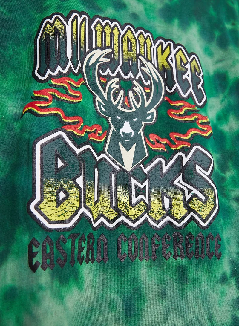 NBA Milwaukee Bucks  School Of Rock Bleach Out T-Shirt