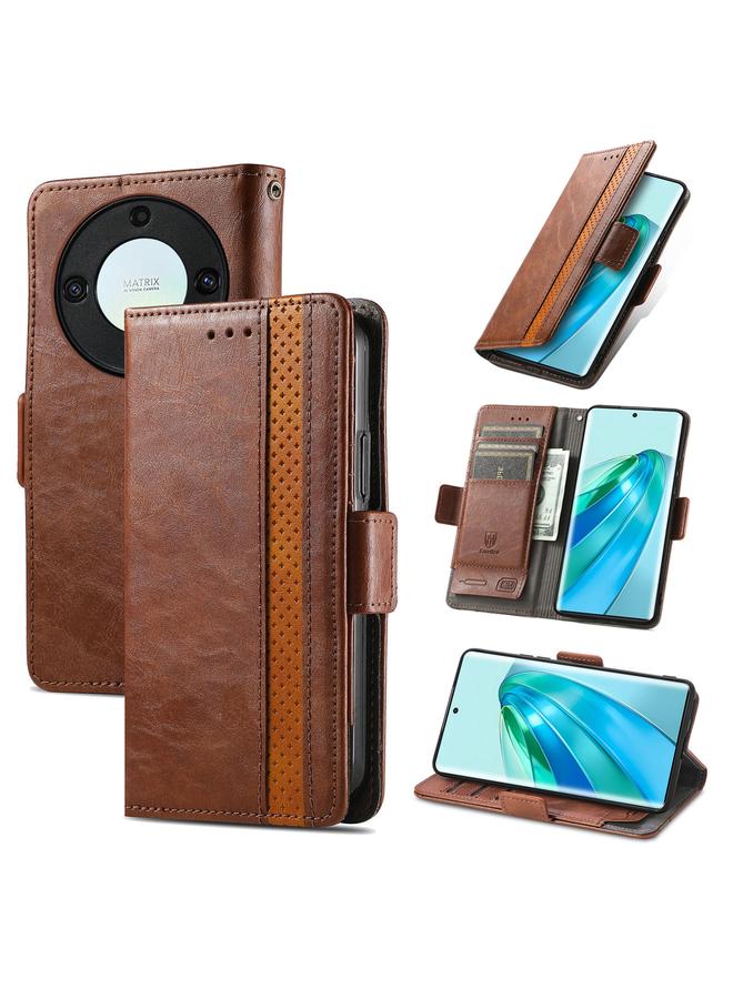 Green Tiger Case For Honor X9a CaseNeo Splicing Dual Magnetic Buckle Leather Phone Case - Image 1