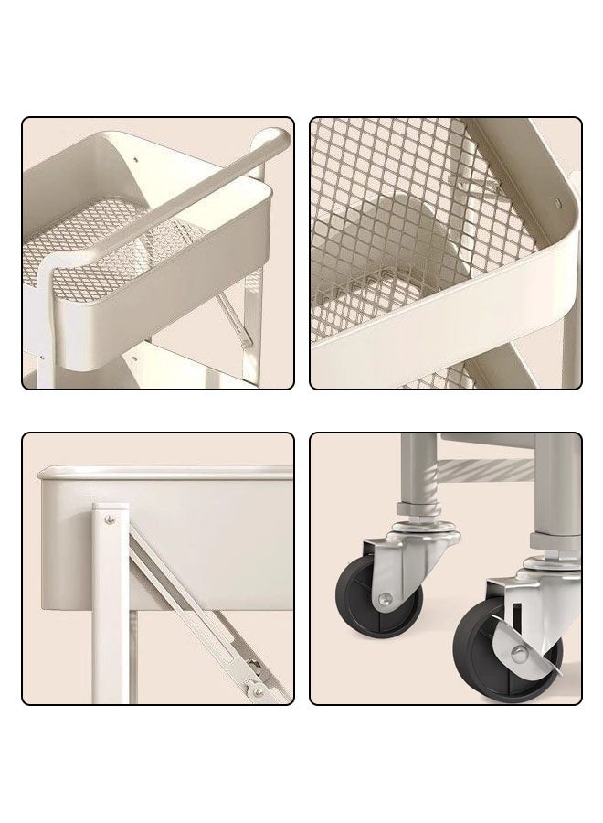 Hanayo 3 Tier Rolling Storage Cart with Wheels Handle Foldable Heavy Duty Utility Cart Multifunction Large Storage Shelves Organizer with Basket  Multifunction Storage Rack Serving Cart for Home or Kitchen(Black) - Image 5